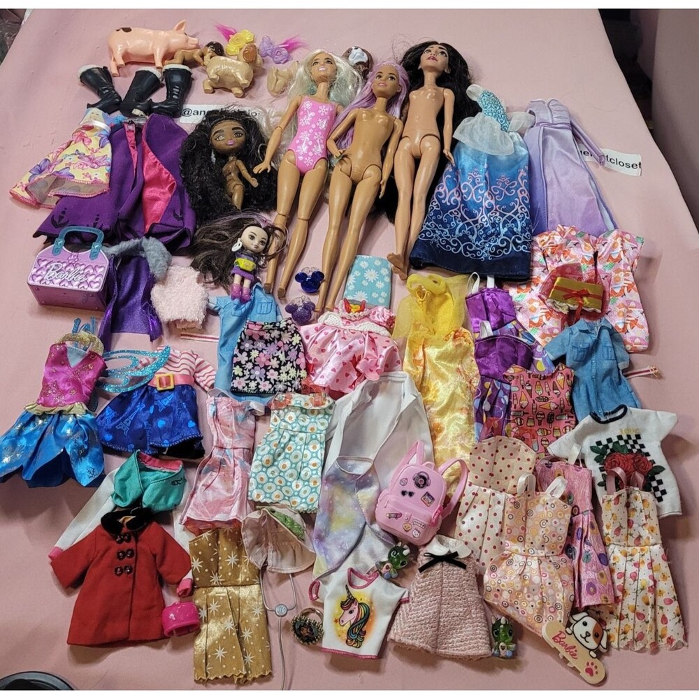 Used Barbie Clothes Clothing Lot Dresses Tops Skirts Pants Jackets Fashion Dolls